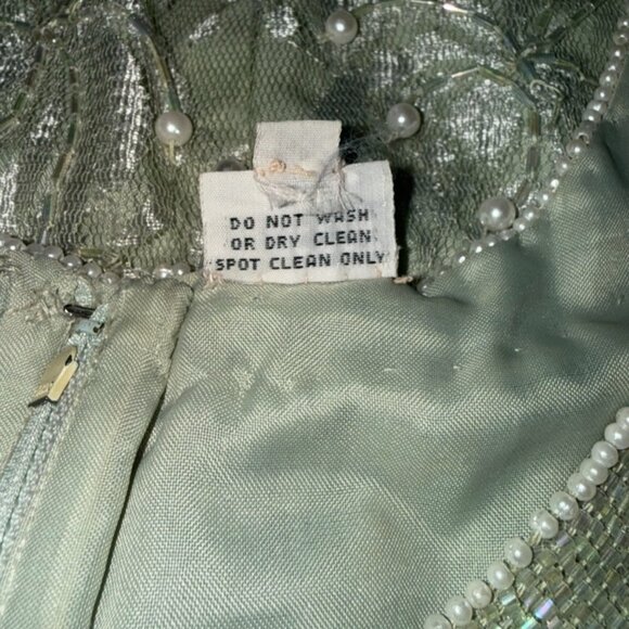 Scala Couture Vintage 80s Beaded Seafoam Green Cocktail Dress Sz XXL - Picture 13 of 15